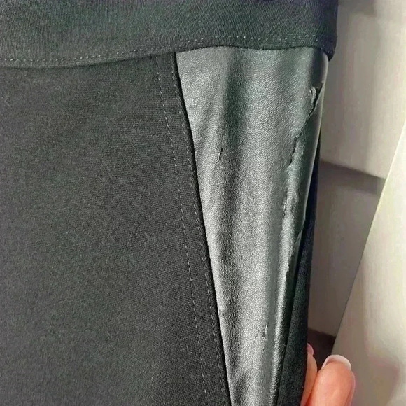 Cache Flare Dress Pants With Faux Leather Details Size 4 Black - Picture 5 of 9